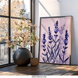 Lavender Wall Art, Floral Print, Purple Flower Art, Botanical Wall Decor, Modern Home Decor, Framed Art Print - Tawshia
