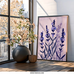Lavender Wall Art, Floral Print, Purple Flower Art, Botanical Wall Decor, Modern Home Decor, Framed Art Print - Tawshia