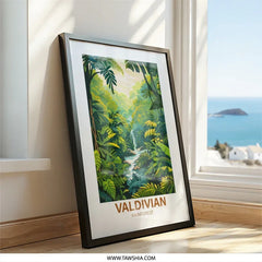 Valdivian Rainforest Wall Art, Jungle Waterfall Print, Nature Landscape Poster, Tropical Forest Decor, Exotic Scenery - Tawshia