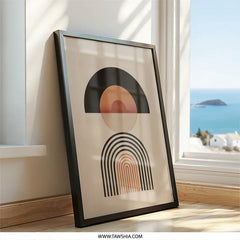 Abstract Shapes Wall Art, Modern Geometric Print, Minimalist Home Decor, Arch Circle Poster, Contemporary Art Print, Living Room Artwork - Tawshia