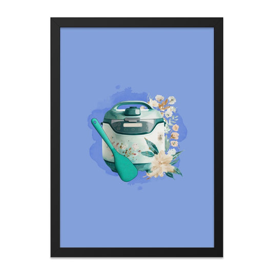 Instant Pot Wall Art, Kitchen Decor Print, Modern Home Art, Floral Appliance Design, Cooking Wall Decor, Chef Gift Idea, Blue and Teal Art - Tawshia