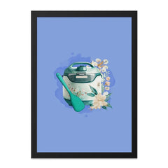 Instant Pot Wall Art, Kitchen Decor Print, Modern Home Art, Floral Appliance Design, Cooking Wall Decor, Chef Gift Idea, Blue and Teal Art - Tawshia