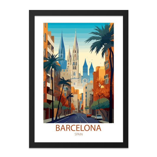 Barcelona Spain Wall Art, Cityscape Print, European Travel Poster, Gothic Architecture, Vacation Decor, Modern Art - Tawshia
