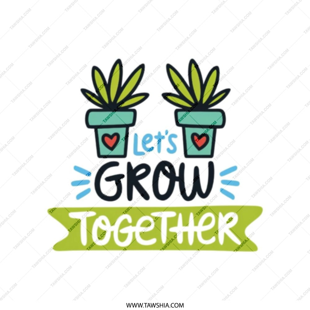 Let's Grow Together Tote Bag, Plant Lover Gift, Cute Gardening Bag, Motivational Tote, Positive Vibes Tote, Everyday Carry Bag - Tawshia