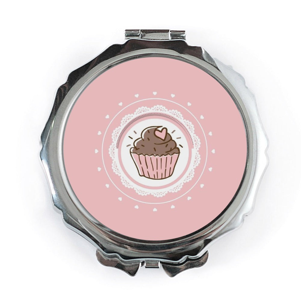 Cute Cupcake Pocket Mirror, Sweet Treat Mirror, Foodie Gift, Kawaii Compact Mirror, Baking Lover Gift, Dessert Pocket Mirror, Pink Mirror - Tawshia