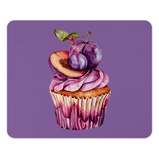Plum Cupcake Mouse Pad, Watercolor Design, Office Decor, Gamer Gift, Cute Desk Accessory, Food Art - Tawshia