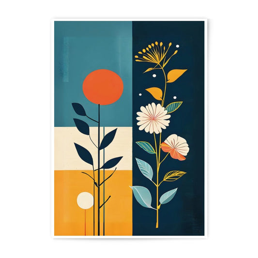Abstract Floral Photographic Print, Botanical Wall Art, Modern Art Print, Home Decor, Colorful Flowers, Geometric Design - Tawshia