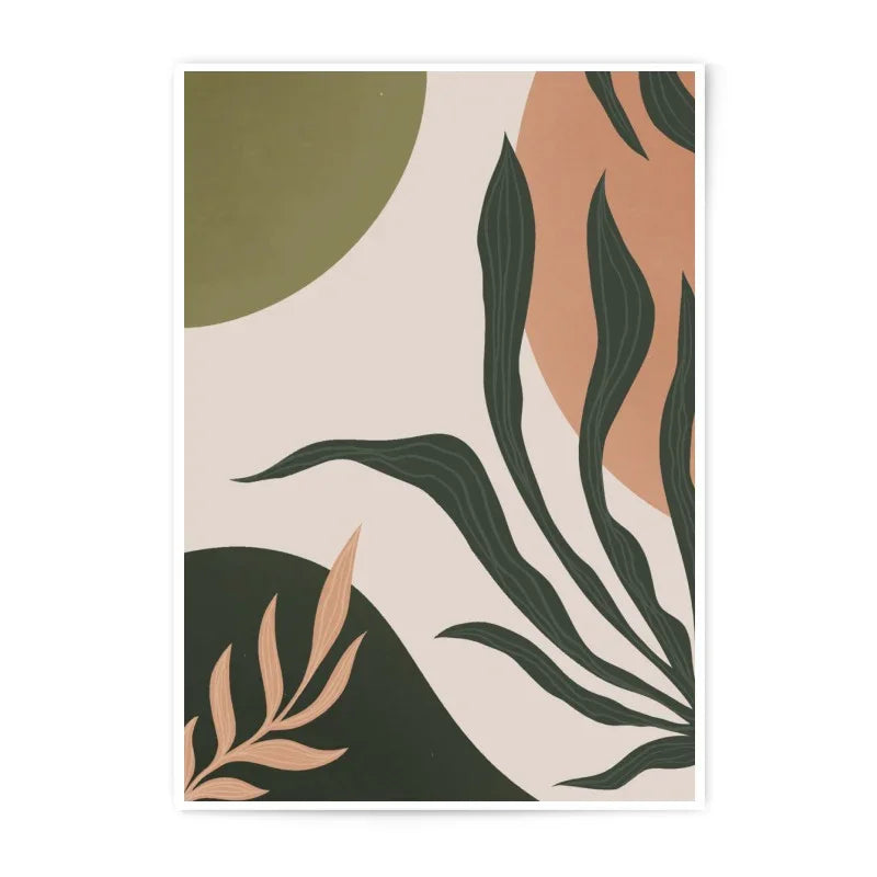 Abstract Leaves Photographic Print, Modern Botanical Wall Art, Minimalist Nature Home Decor, Earth Tones Artwork - Tawshia