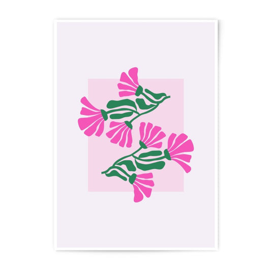 Floral Photographic Print, Pink Flowers Art, Botanical Wall Decor, Modern Home Art, Flower Illustration Art, Pink and Green Art Print - Tawshia
