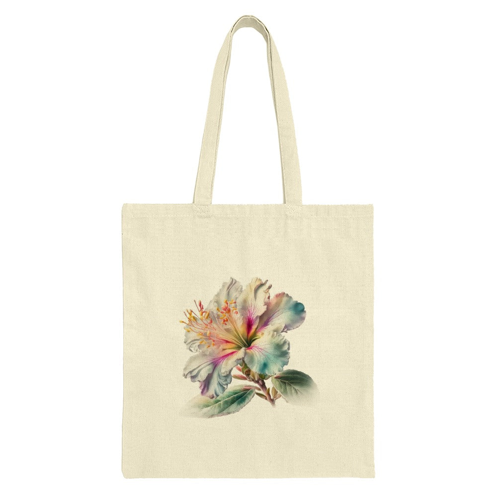 Floral Tote Bag, Hibiscus Flower Design, Botanical Art, Elegant Reusable Shopping Bag, Everyday Tote - Tawshia
