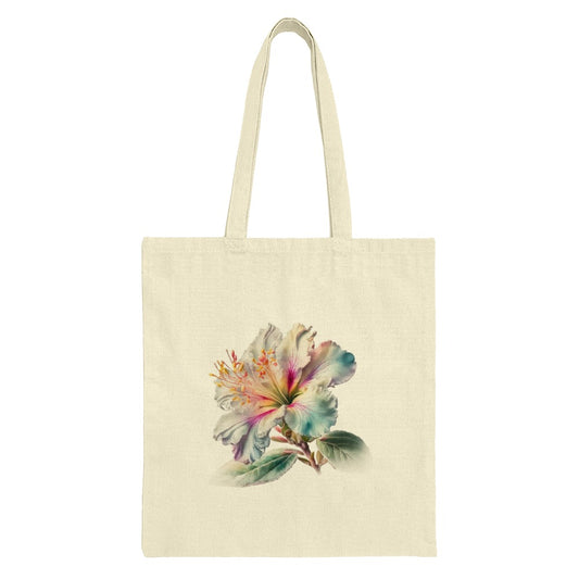 Floral Tote Bag, Hibiscus Flower Design, Botanical Art, Elegant Reusable Shopping Bag, Everyday Tote - Tawshia