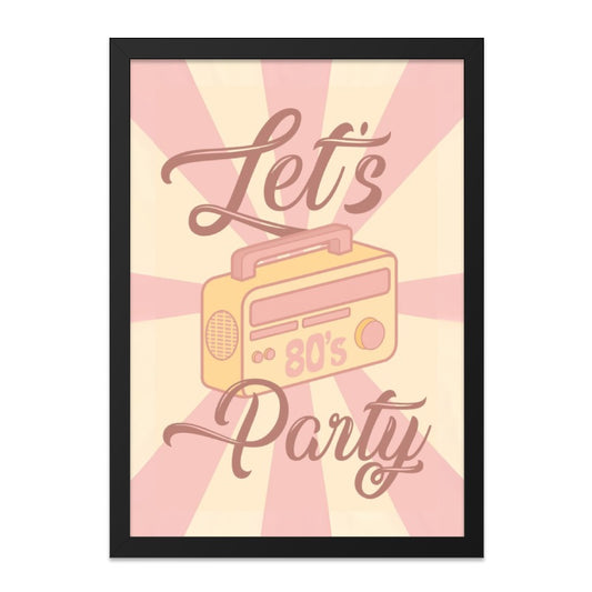 80s Party Wall Art, Retro Boombox Print, Let's Party Poster, Vintage Music Lover Gift, Throwback Decor, Nostalgic Wall Hanging - Tawshia
