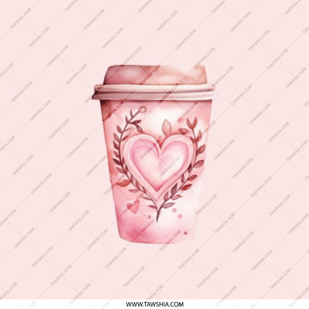 Coffee Love Pocket Mirror, Pink Coffee, Heart Design, Cute Compact Mirror, Gift for Coffee Lover, Pocket Mirror for Purse - Tawshia