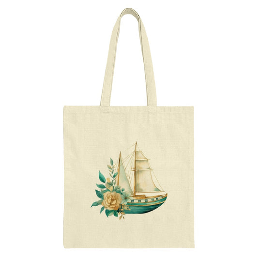 Floral Sailboat Tote Bag, Nautical Theme Bag, Beach Lover Gift, Coastal Decor Tote, Unique Design Bag, Trendy Tote Bags, Gift For Her - Tawshia