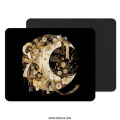 Crescent Moon Mouse Pad, Floral Design, Celestial Decor, Home Office Accessory, Unique Gift Idea - Tawshia