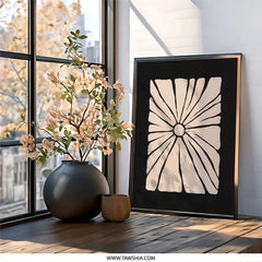 Abstract Floral Wall Art, Beige Flower Print, Minimalist Art Decor, Modern Home Decor, Contemporary Wall Hanging - Tawshia