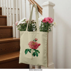 Rose Tote Bag, Floral Print Bag, Botanical Art Tote, Elegant Flower Design, Gift for Her, Everyday Bag, Reusable Shopping Bag - Tawshia
