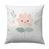 Cute Flower Pillow, Floral Design Cushion, Pastel Decor Pillow, Kawaii Flower Art, Smiling Flower Pillow, Children's Room Decor, Flower - Tawshia