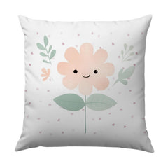 Cute Flower Pillow, Floral Design Cushion, Pastel Decor Pillow, Kawaii Flower Art, Smiling Flower Pillow, Children's Room Decor, Flower - Tawshia