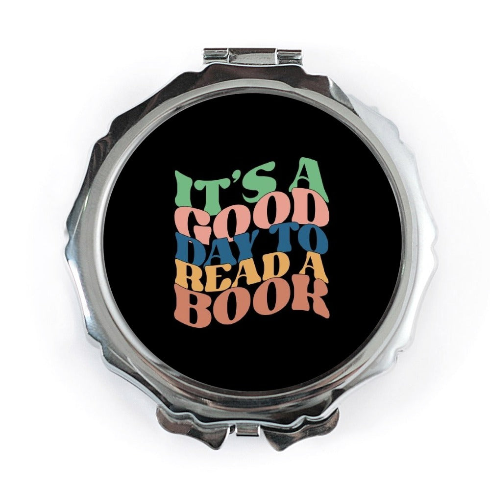 Book Lover Pocket Mirror, Reading Enthusiast Gift, Good Day to Read a Book, Literary Accessories, Reader Present, Handbag Essentials - Tawshia