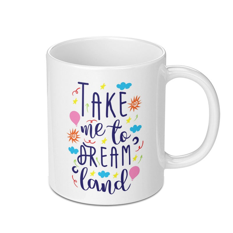 Dreamland Mug, Whimsical Design, Coffee Mug, Tea Cup, Gift Idea, Colorful Stars, Clouds, Balloons, Unique Mug, Cute Gift, Fantasy - Tawshia