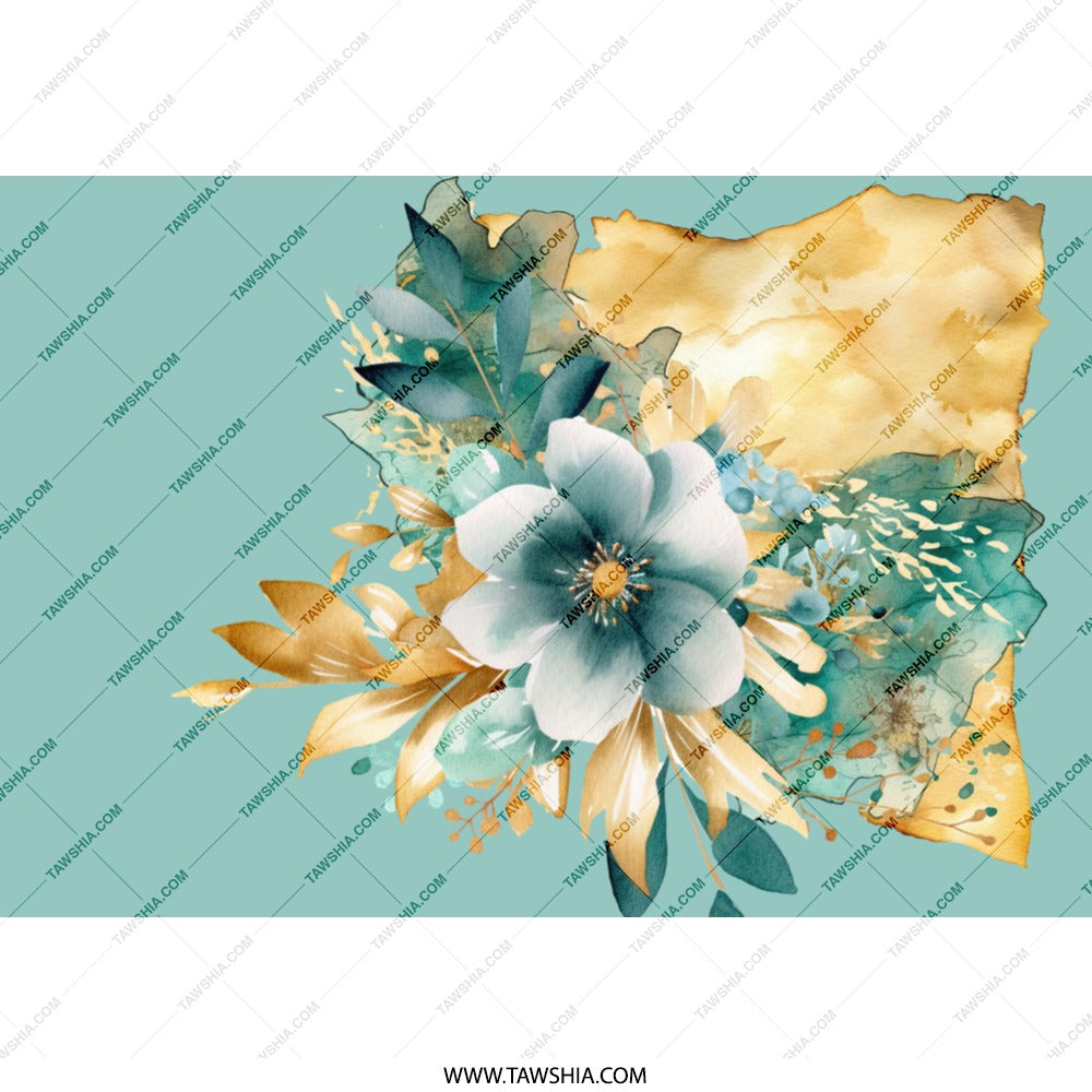 Floral Tumbler, Teal and Gold Flowers Tumbler, Watercolor Flower Tumbler, Floral Design, Gifts for Her, Stylish Tumblers, Travel Tumbler - Tawshia