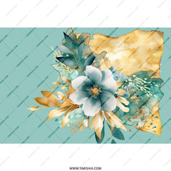 Floral Tumbler, Teal and Gold Flowers Tumbler, Watercolor Flower Tumbler, Floral Design, Gifts for Her, Stylish Tumblers, Travel Tumbler - Tawshia