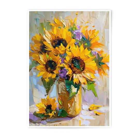 Sunflower Photographic Print, Floral Still Life Art, Impressionist Painting Style, Botanical Wall Decor, Vibrant Colors, Home Decor - Tawshia