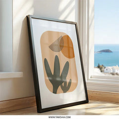 Abstract Plant Wall Art, Modern Geometric Print, Minimalist Home Decor, Boho Art Print, Trendy Wall Hanging - Tawshia