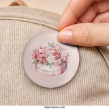 Floral Pinback Button, Pink Roses Button, Flower Bouquet Pin, Cute Floral Button, Decorative Pin, Floral Design Pinback Button - Tawshia