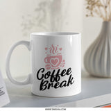 Coffee Break Mug, Cute Coffee Mug, Heart Mug, Gift For Coffee Lover, Office Mug, Coffee Lover Gift, Drinkware Mug, Gift Mug, Hot Beverage - Tawshia