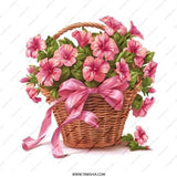 Pink Petunia Basket Pinback Button, Floral Basket Button, Flower Power Button, Spring Blossom Pin, Garden Lover Gift, Floral Gift - Tawshia