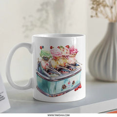 Ice Cream Machine Mug, Retro Style Mug, Dessert Lover Gift, Unique Kitchen Decor, Novelty Mug, Gift Idea - Tawshia