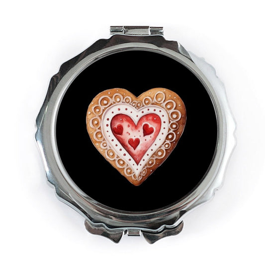 Heart Cookie Pocket Mirror, Cute Love Mirror, Valentine's Day Gift, Unique Small Mirror, Gift for Her, Make Up Mirror, Travel Mirror - Tawshia