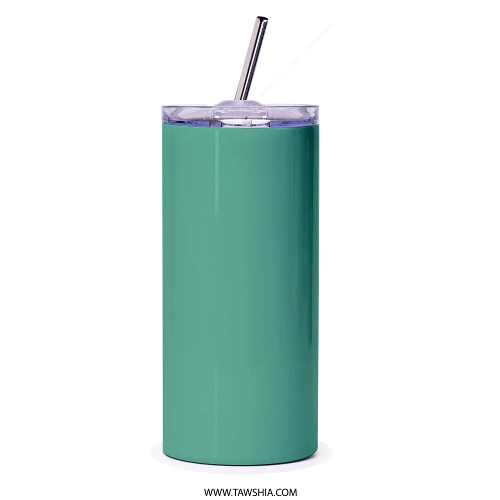 Insulated Green Tumbler with Straw for Travel Drink product