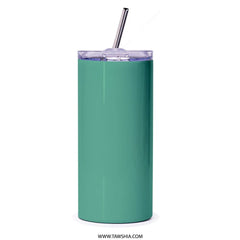 Insulated Green Tumbler with Straw for Travel Drink product