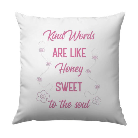 Kind Words Honey Sweet Pillow, Motivational Pillow, Bee Pillow, Positive Quote Pillow, Decorative Pillow, Home Decor Accent Pillow - Tawshia