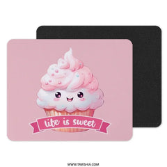 Cute Cupcake Mouse Pad, Kawaii Food Art, Pink Desk Decor, Life is Sweet, Sweet Treat Gift, Office Accessories, Gaming Pad - Tawshia