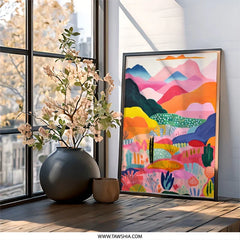 Colorful Landscape Wall Art, Mountain View Painting, Abstract Nature Print, Vivid Scenery Home Decor, Modern Wall Art - Tawshia