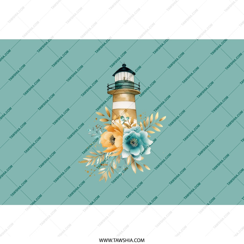 Floral Lighthouse Tumbler, Coastal Tumbler, Beach Tumbler, Ocean Lover Gift, Nautical Gift, Lighthouse Art, Travel Tumbler, Unique Tumblers - Tawshia