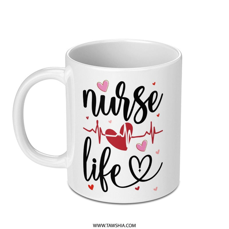 Nurse Life Mug, Gift for Nurse, Nursing Student, Medical Gift, Nurse Appreciation Gift, Heartbeat Mug, Nurse Coffee Mug, Doctor Mug - Tawshia