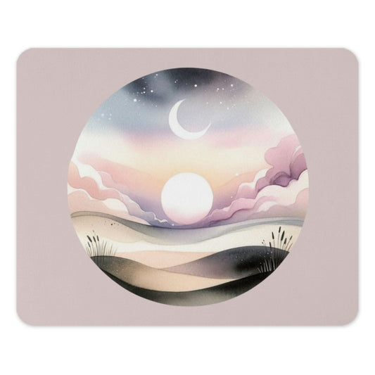 Pastel Sky Mouse Pad, Crescent Moon, Watercolor Landscape, Aesthetic Office Decor, Computer Accessories, Gift for Her, Cozy Desk Setup - Tawshia