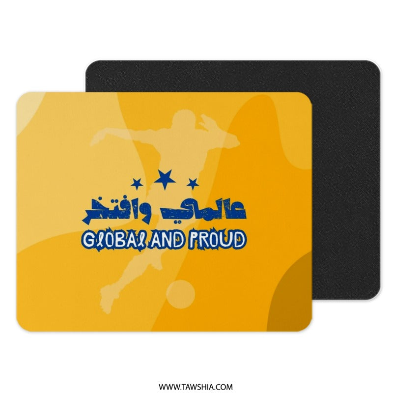 Global and Proud MousePad, Arabic Script Design, Football Fan Gift, Soccer Player, World Cup, Unique Desk Accessory, Home Office Decor - Tawshia