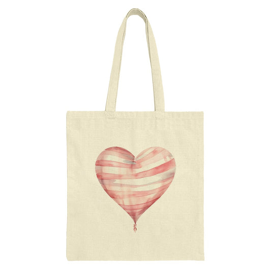 Heart Balloon Tote Bag, Watercolor Art Bag, Striped Heart, Romantic Gift, Valentine's Day Gift, Everyday Bag, Stylish Handbag - Tawshia