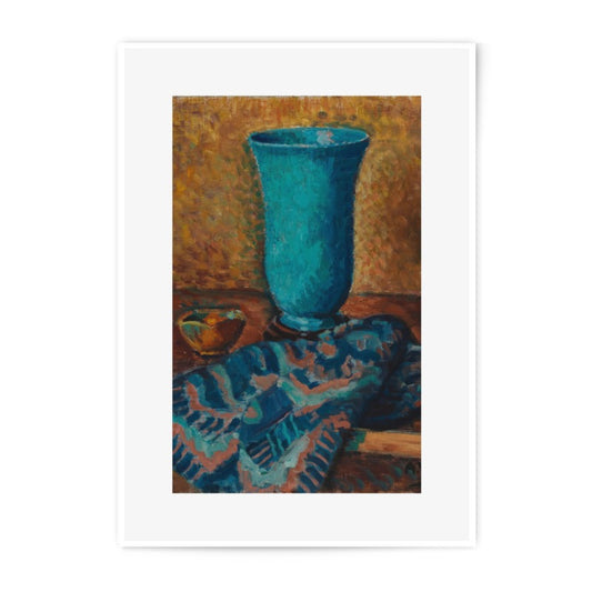 Still Life Photographic Print, Blue Vase Art, Vintage Home Decor, Kitchen Art Print, Antique Art Print, Colorful Art - Tawshia