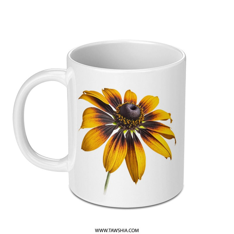 Black Eyed Susan Mug, Floral Mug, Flower Coffee Cup, Sunflower Mug, Botanical Gift, Nature Lover Gift, Plant Lover Mug, Flower Design Mug - Tawshia