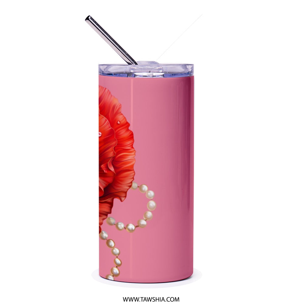 Red Poppy Tumbler, Floral Tumbler, Flower Tumbler, Artistic Tumbler, Elegant Drinkware, Beautiful Tumbler, Gift Idea Tumbler - Tawshia