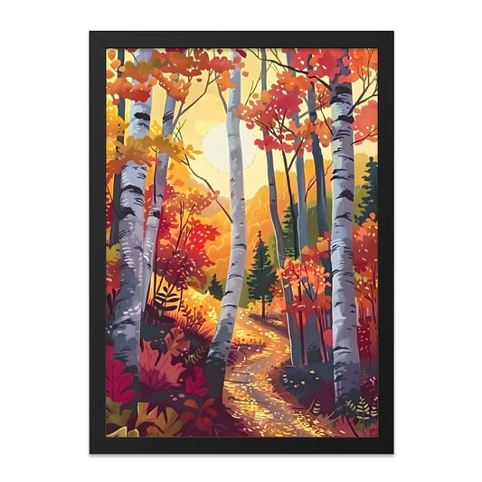Autumn Forest Wall Art, Birch Tree Print, Colorful Fall Landscape, Nature Photography, Seasonal Decor, Rustic Wall Decor - Tawshia