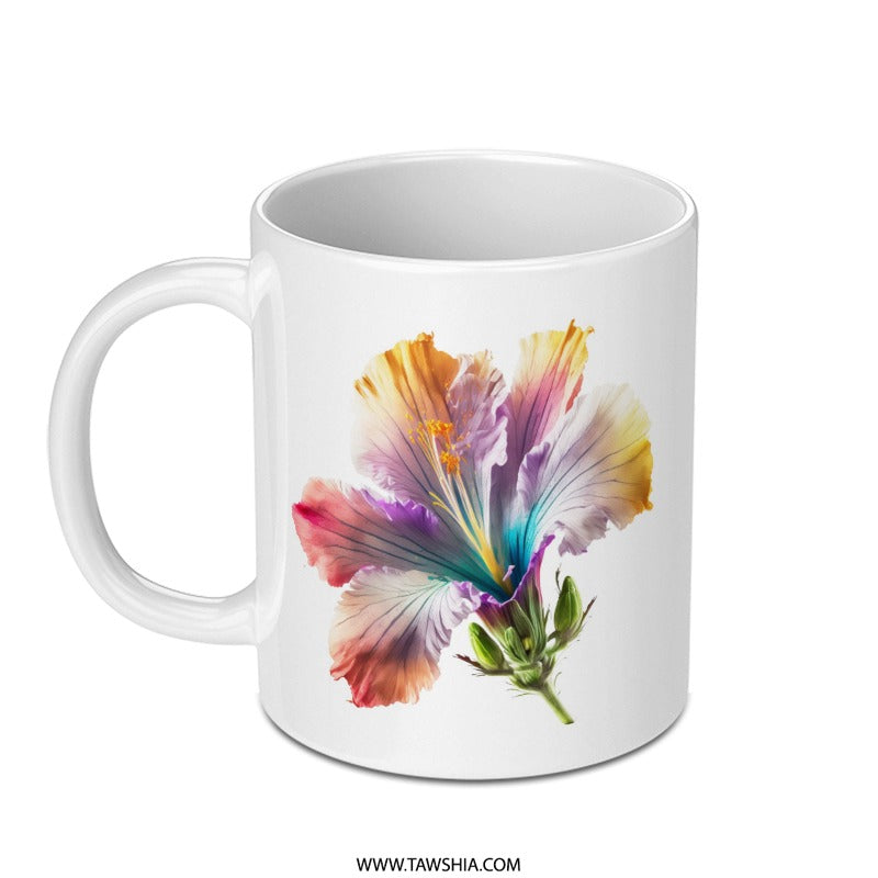 Hibiscus Mug, Floral Mug, Colorful Flower, Tea Coffee Mug, Gift Idea, Unique Mug, Tropical Flower, Botanical Mug, Gift for Her - Tawshia