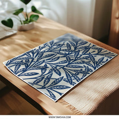Indigo Botanical Photographic Print, Leaf Pattern Wall Art, Elegant Home Decor, Nature Inspired Art, Blue Botanical Print - Tawshia